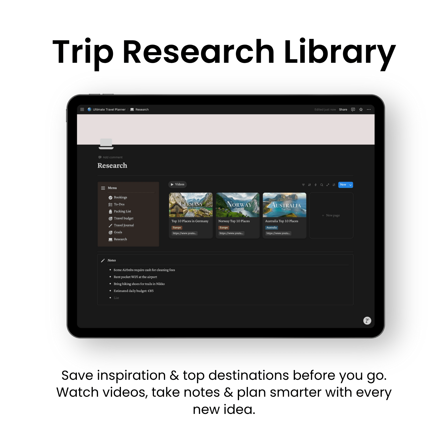 Ultimate Travel Planner - Oliver Notion