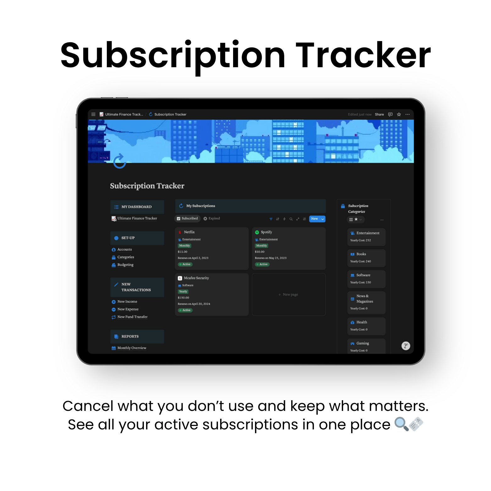 Ultimate Finance Tracker - Oliver Notion